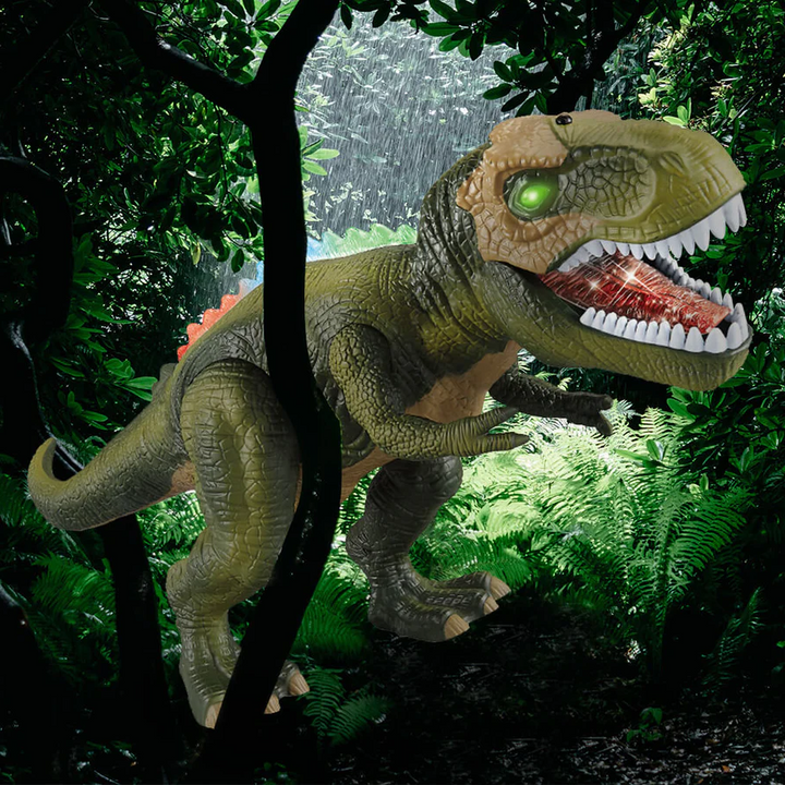 Bestuurbare T-rex die loopt, brult en in kleuren oplicht