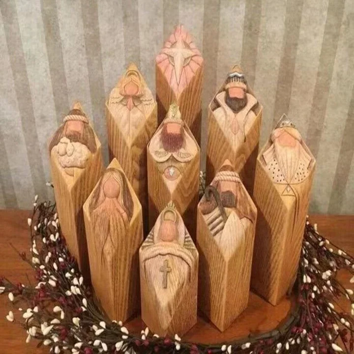 9 stuks heaven kerststal boom pillar beelden