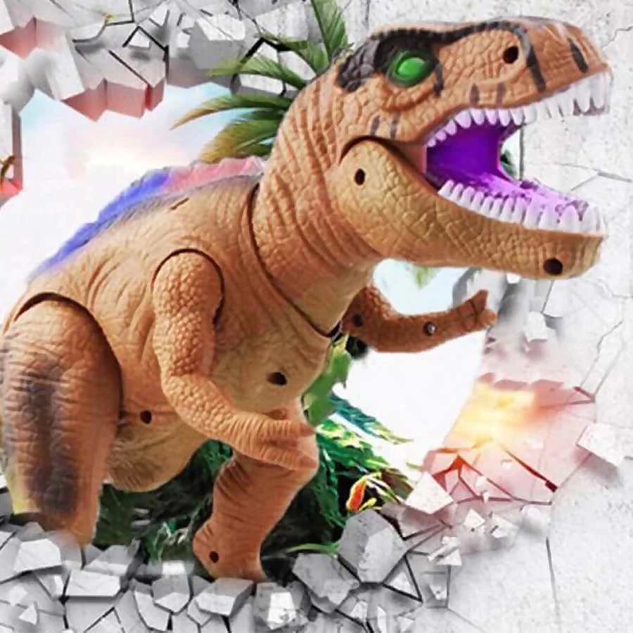 Bestuurbare T-rex die loopt, brult en in kleuren oplicht