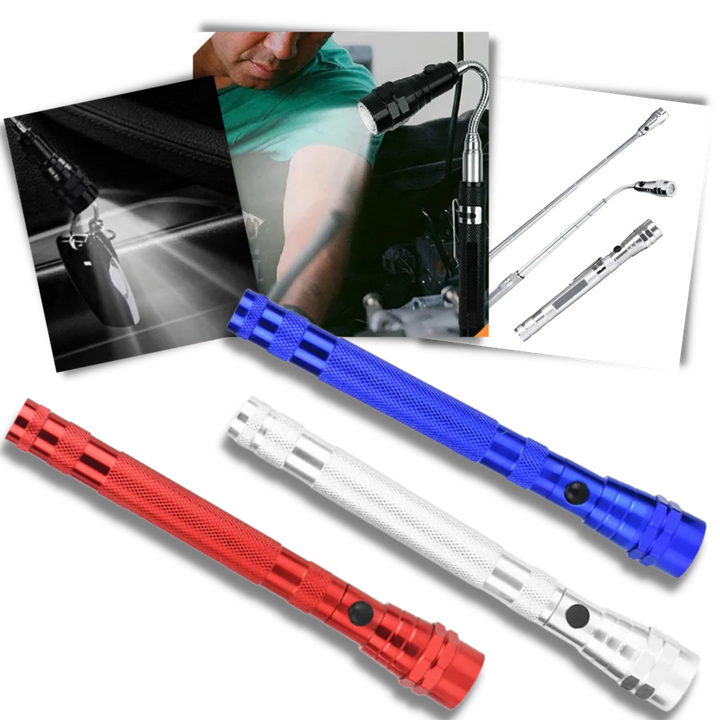 Telescopische magnetische ledzaklamp met buigbare hals
