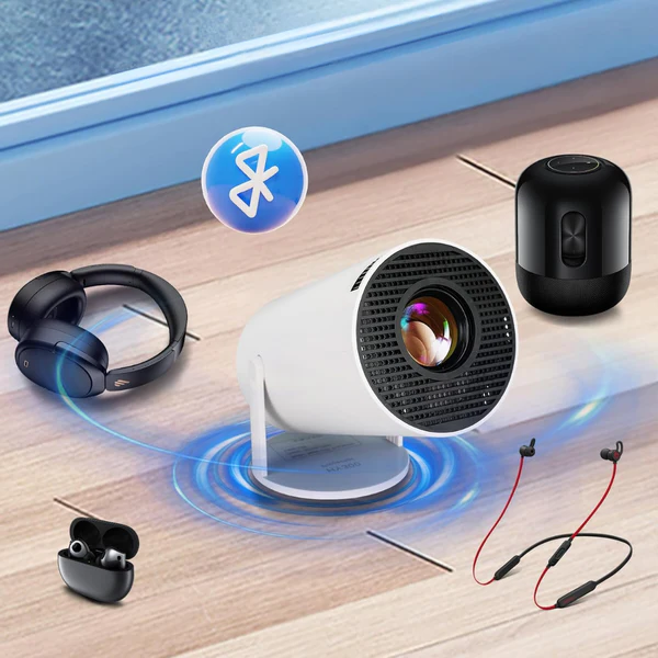 Smart 4K-beamer met 180° draaibare voet en bluetooth-geluid