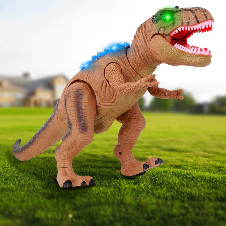 Bestuurbare T-rex die loopt, brult en in kleuren oplicht