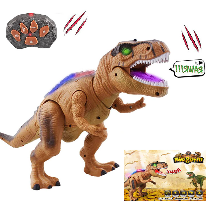 Bestuurbare T-rex die loopt, brult en in kleuren oplicht