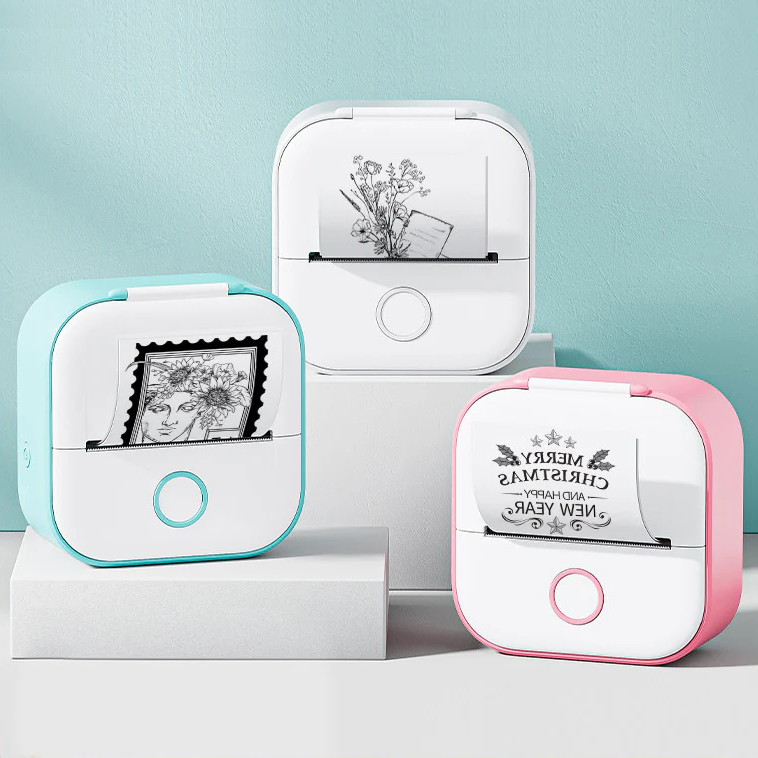 Hollevo™ Mini thermische printer met Bluetooth voor labels en foto&