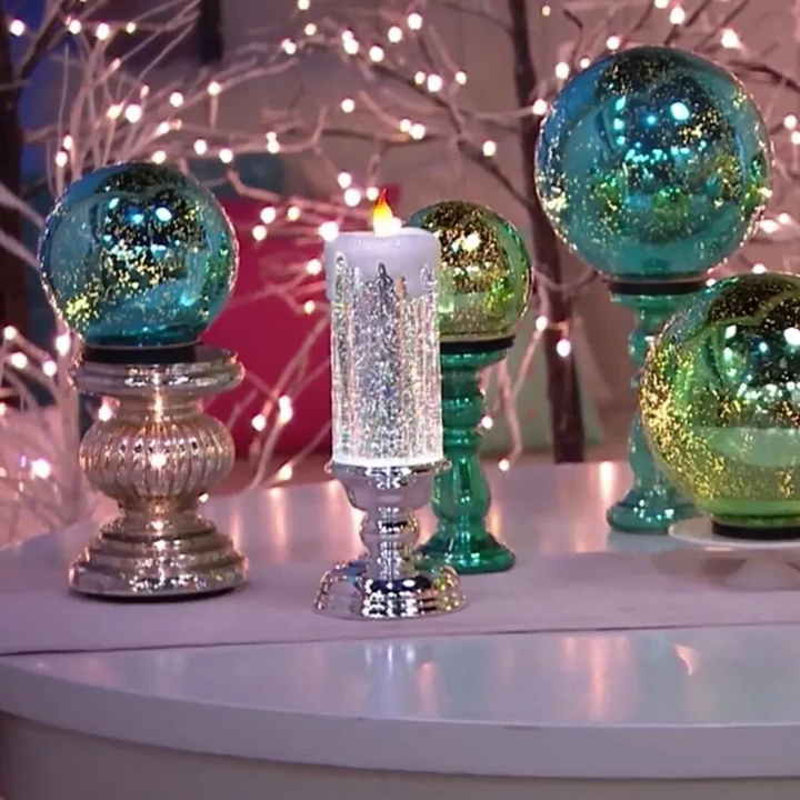 Kleurwisselende LED-kerstkaars met dwarrelende glitters