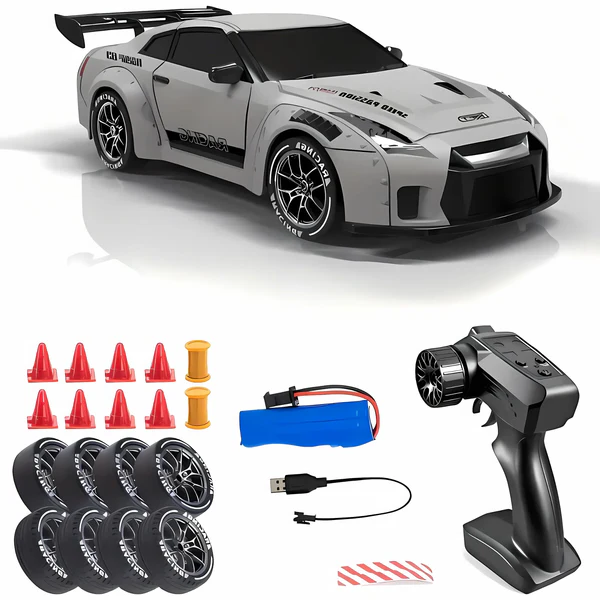 Hollevo™ Bestuurbare driftauto in retrostijl met 4WD en ledverlichting