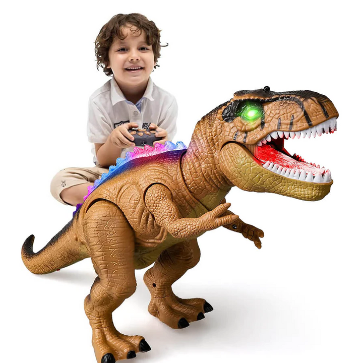 Bestuurbare T-rex die loopt, brult en in kleuren oplicht