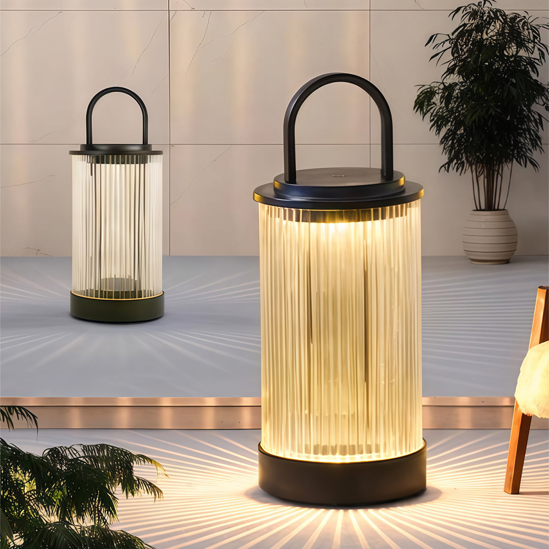 Moderne draagbare terraslamp met warm ledlicht en IP65