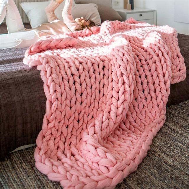 Handgemaakte grofgebreide plaid, heerlijk zacht