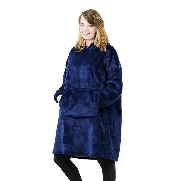 Hollevo™ Fleece deken-hoodie met grote capuchon en buidelzak
