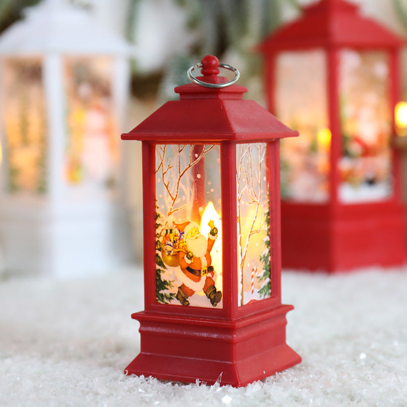 Kerstlantaarn met dwarrelende glitters en kleurwisselende led
