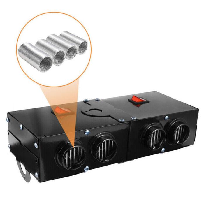 Hollevo™ Krachtige autokachel 500W 12V met vier luchtuitlaten