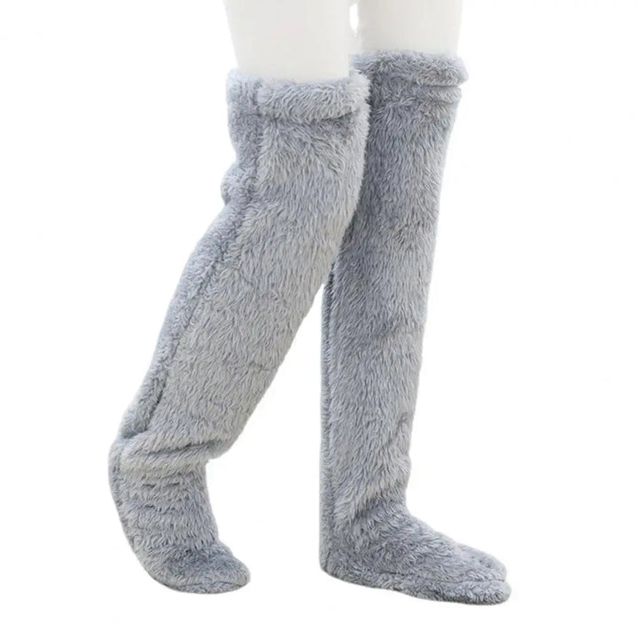 Lange fleece huissokken met omslaanbare voetopening