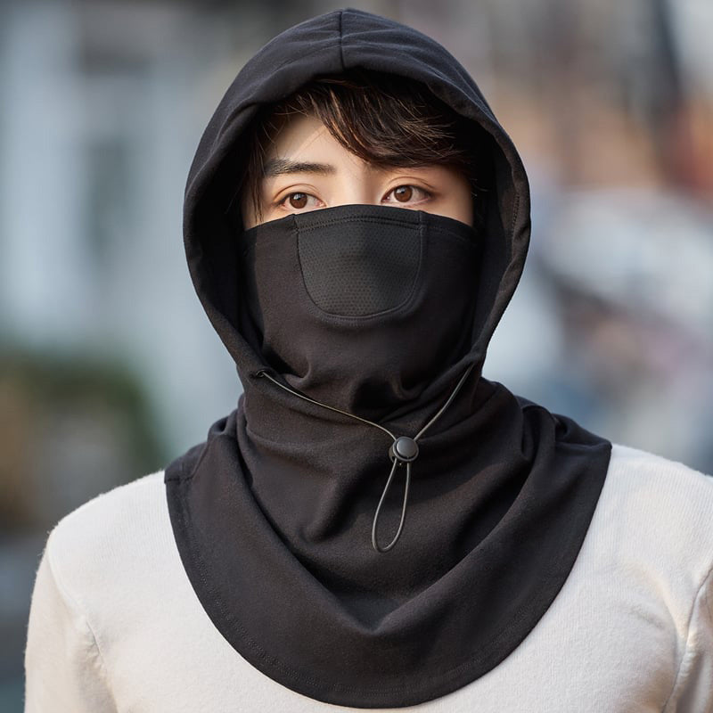 Fietsmuts met gezichtsmasker en ingebouwde nekwarmer