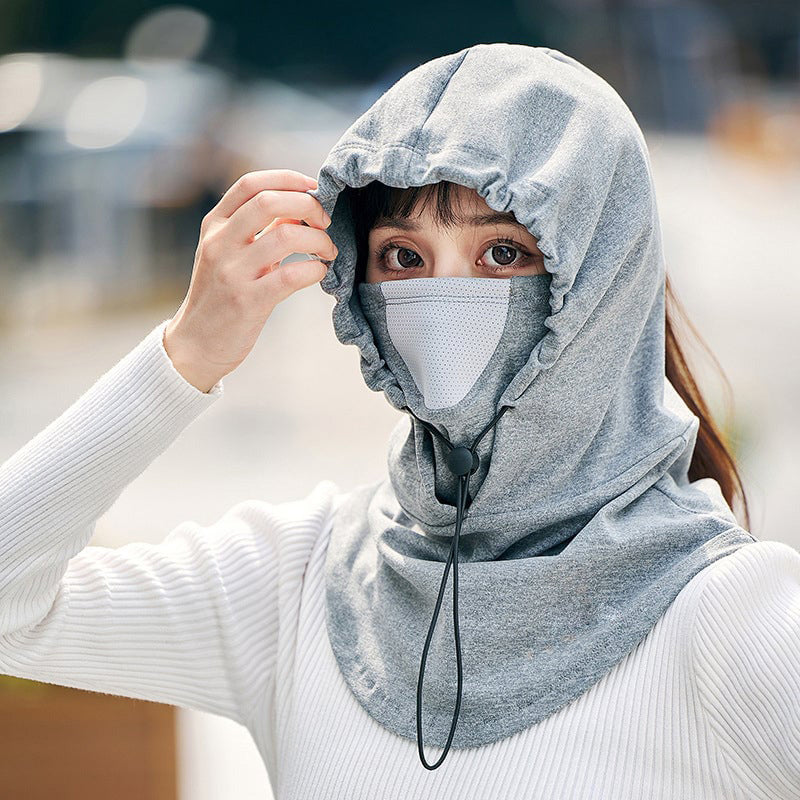 Fietsmuts met gezichtsmasker en ingebouwde nekwarmer