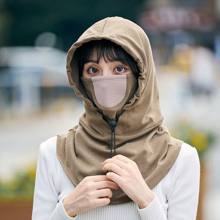 Fietsmuts met gezichtsmasker en ingebouwde nekwarmer