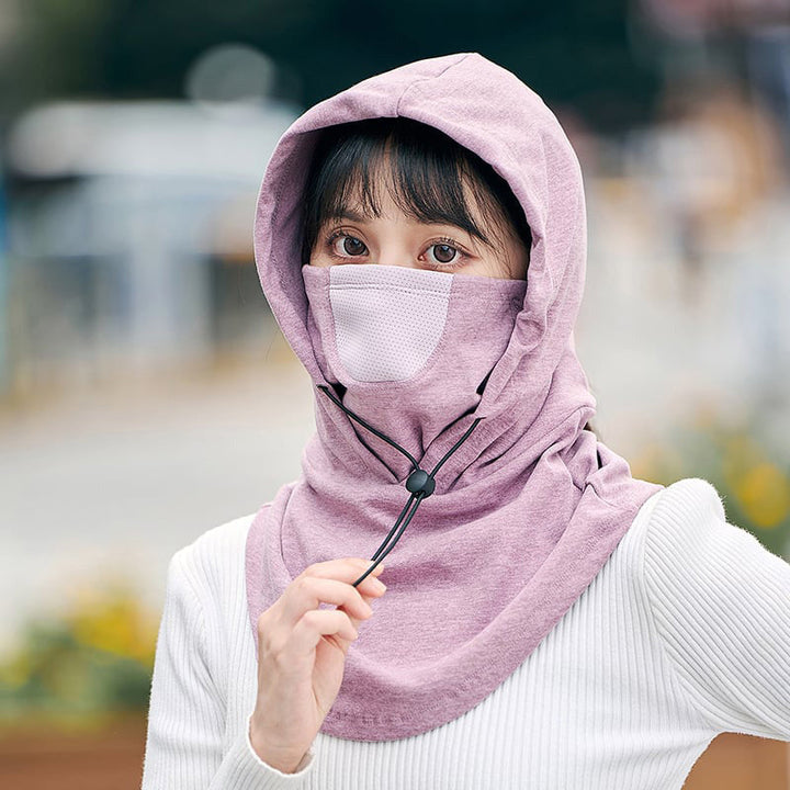 Fietsmuts met gezichtsmasker en ingebouwde nekwarmer