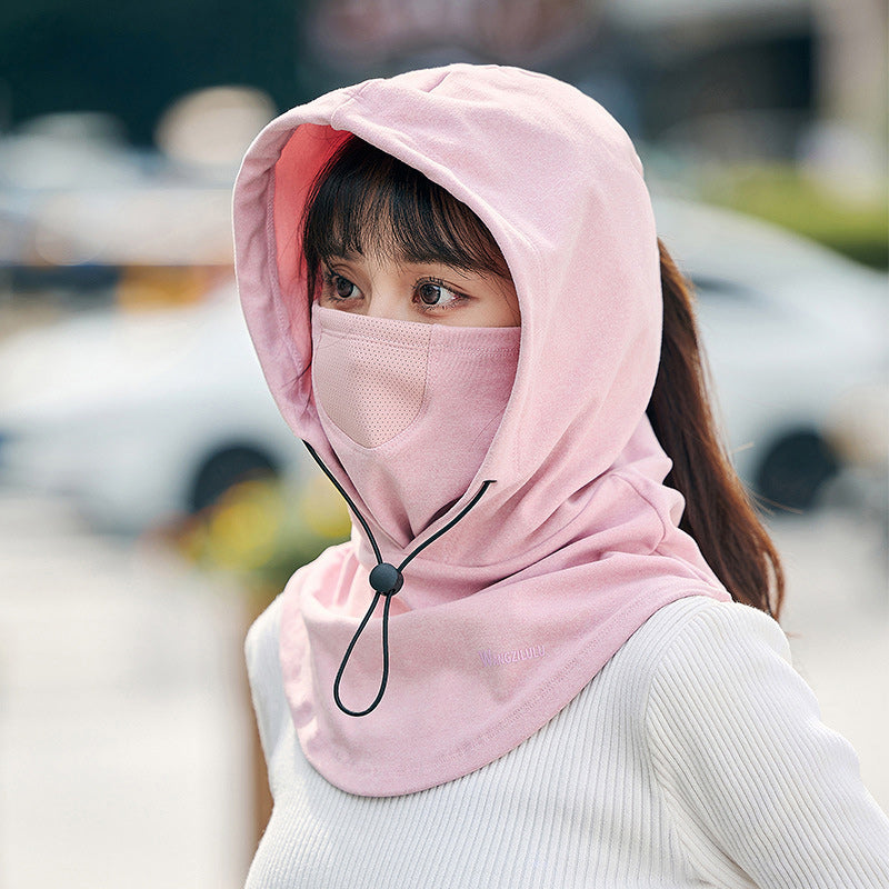 Fietsmuts met gezichtsmasker en ingebouwde nekwarmer