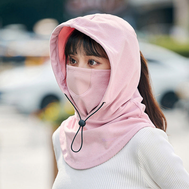 Fietsmuts met gezichtsmasker en ingebouwde nekwarmer