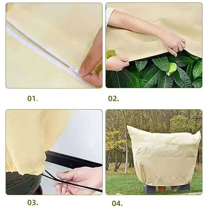 Vorstbeschermhoes voor planten met trekkoord