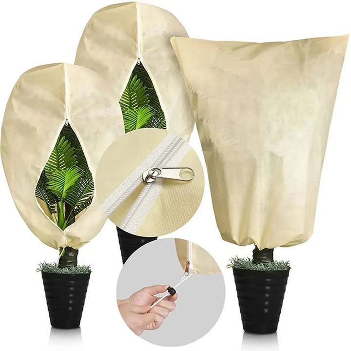 Vorstbeschermhoes voor planten met trekkoord