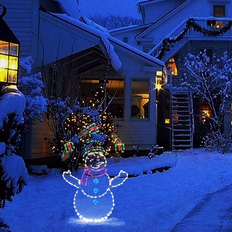 Bewegend LED snowball fight licht | buiten sneeuwpop &amp; pinguïn kerstdecoratie
