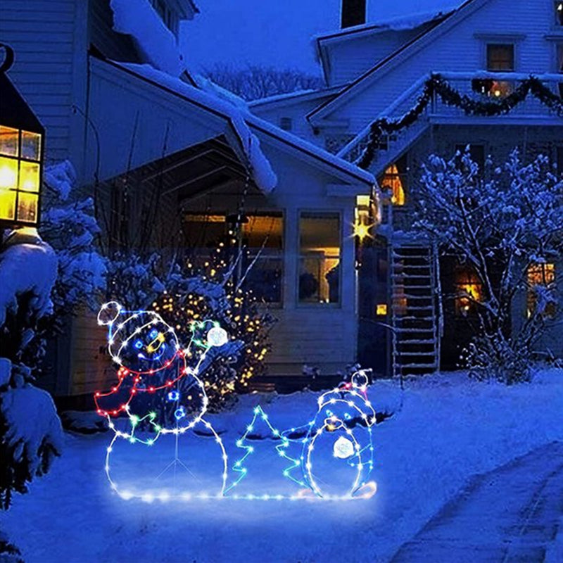 Bewegend LED snowball fight licht | buiten sneeuwpop &amp; pinguïn kerstdecoratie