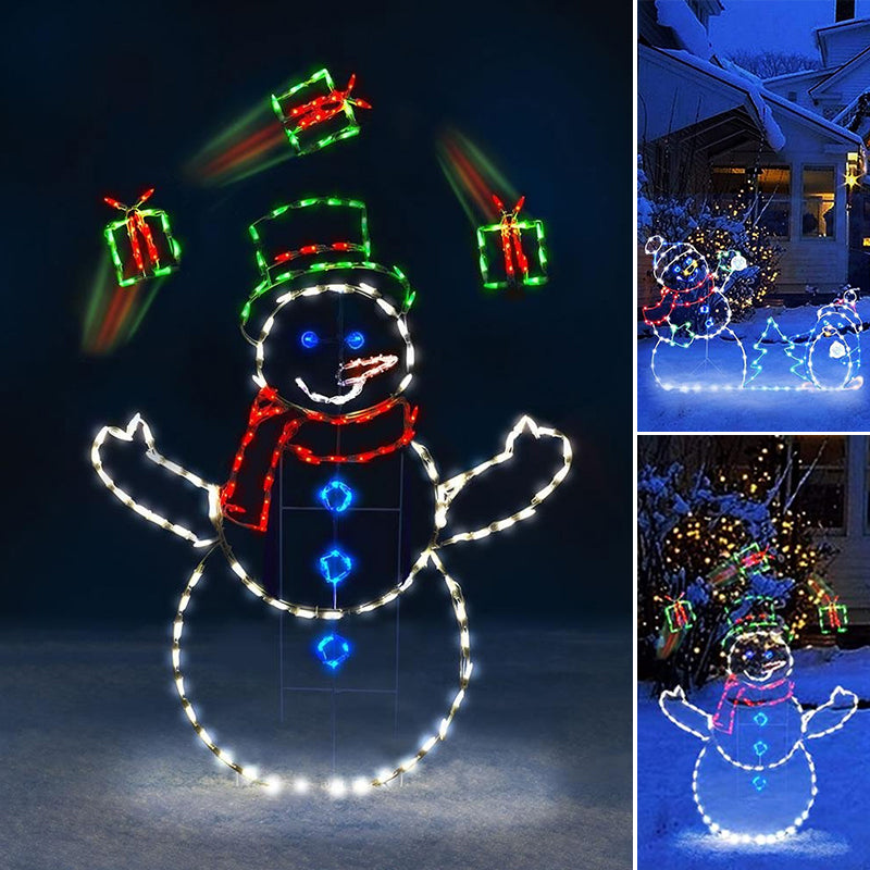 Bewegend LED snowball fight licht | buiten sneeuwpop &amp; pinguïn kerstdecoratie