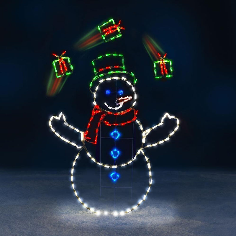 Bewegend LED snowball fight licht | buiten sneeuwpop &amp; pinguïn kerstdecoratie