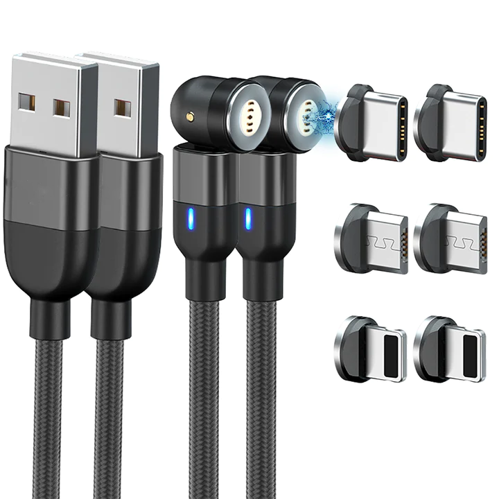 Magnetische 3-in-1 oplaadkabel voor iPhone, Android en USB-C