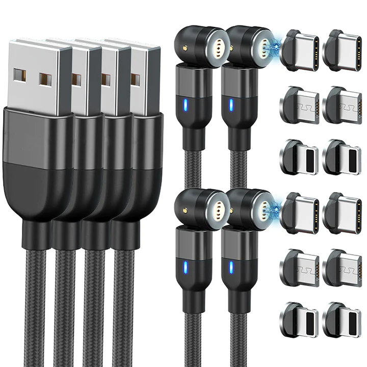 Magnetische 3-in-1 oplaadkabel voor iPhone, Android en USB-C