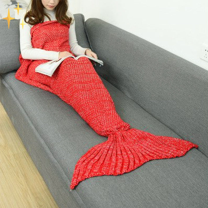 Gebreide zeemeerminstaart deken met ruime opening voor groot en klein