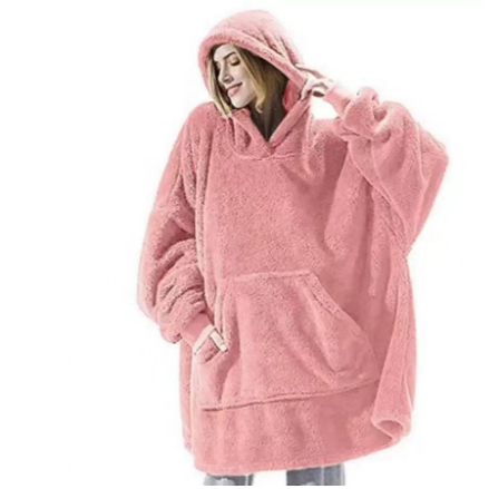 Oversized deken-hoodie van dikke dubbelzijdige fleece met zak