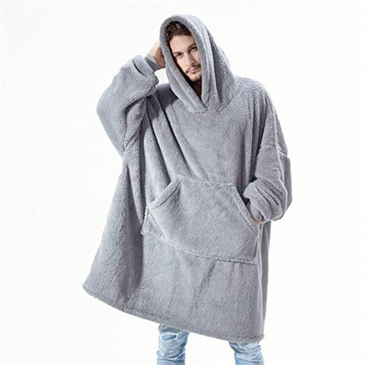 Oversized deken-hoodie van dikke dubbelzijdige fleece met zak