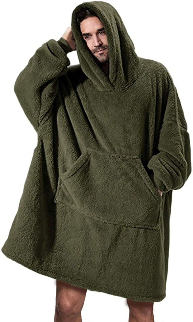 Oversized deken-hoodie van dikke dubbelzijdige fleece met zak