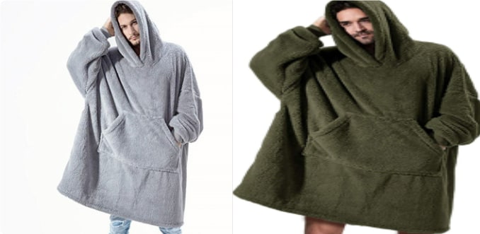 Oversized deken-hoodie van dikke dubbelzijdige fleece met zak