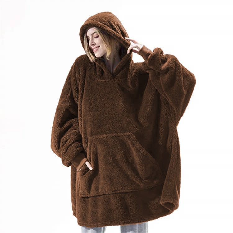 Oversized deken-hoodie van dikke dubbelzijdige fleece met zak