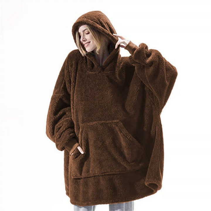 Oversized deken-hoodie van dikke dubbelzijdige fleece met zak