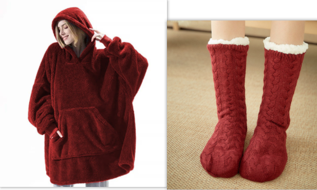 Oversized deken-hoodie van dikke dubbelzijdige fleece met zak