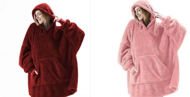 Oversized deken-hoodie van dikke dubbelzijdige fleece met zak