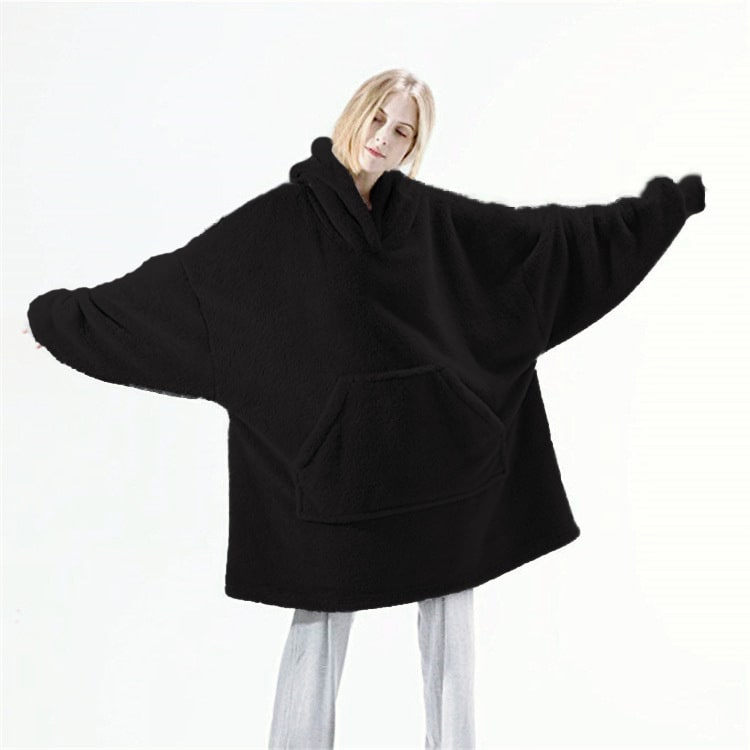 Oversized deken-hoodie van dikke dubbelzijdige fleece met zak