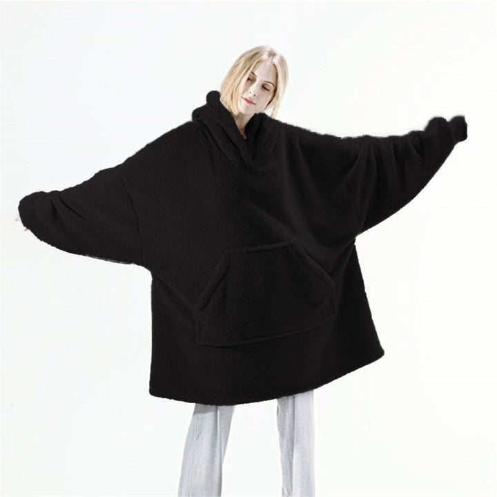 Oversized deken-hoodie van dikke dubbelzijdige fleece met zak