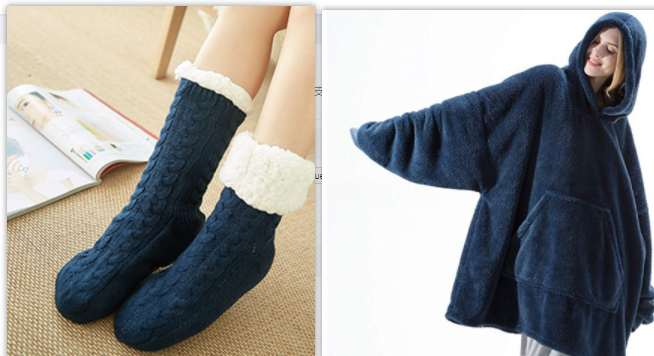 Oversized deken-hoodie van dikke dubbelzijdige fleece met zak