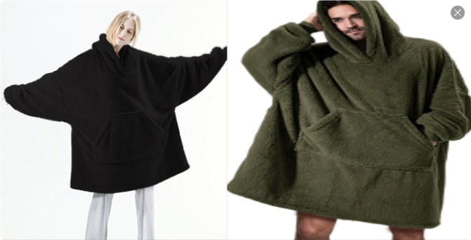 Oversized deken-hoodie van dikke dubbelzijdige fleece met zak