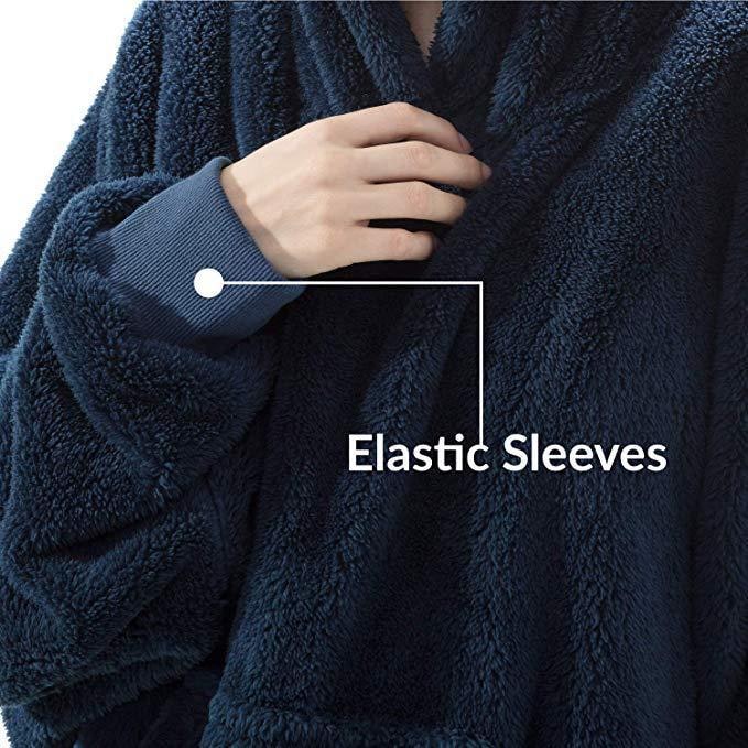 Oversized deken-hoodie van dikke dubbelzijdige fleece met zak