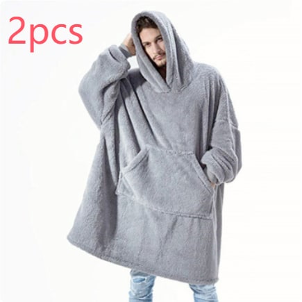 Oversized deken-hoodie van dikke dubbelzijdige fleece met zak