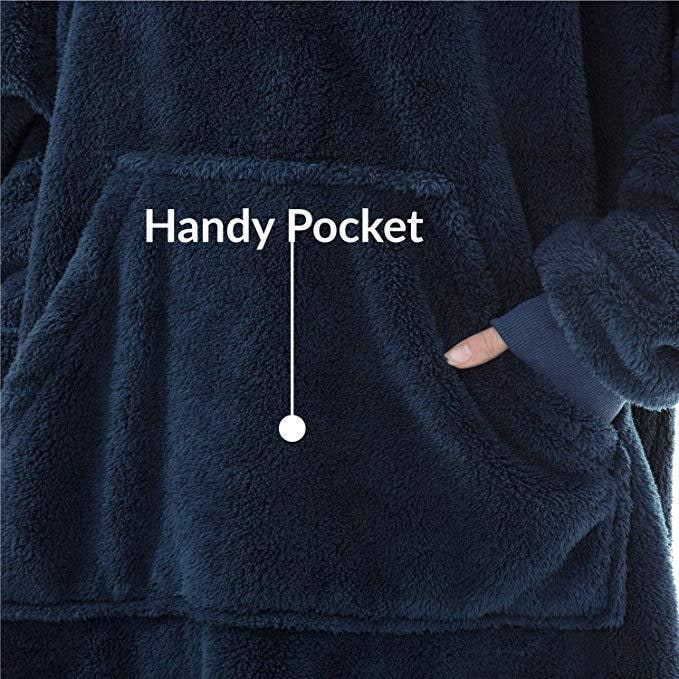 Oversized deken-hoodie van dikke dubbelzijdige fleece met zak