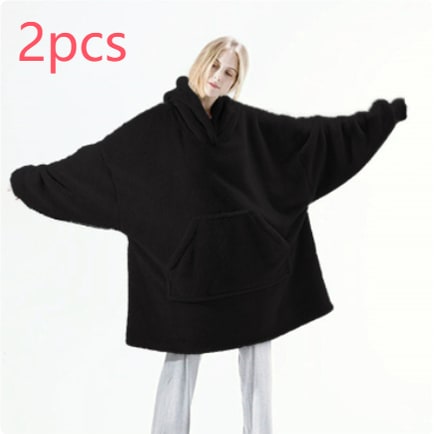 Oversized deken-hoodie van dikke dubbelzijdige fleece met zak
