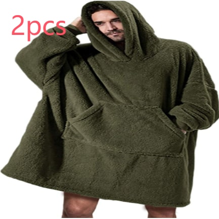 Oversized deken-hoodie van dikke dubbelzijdige fleece met zak