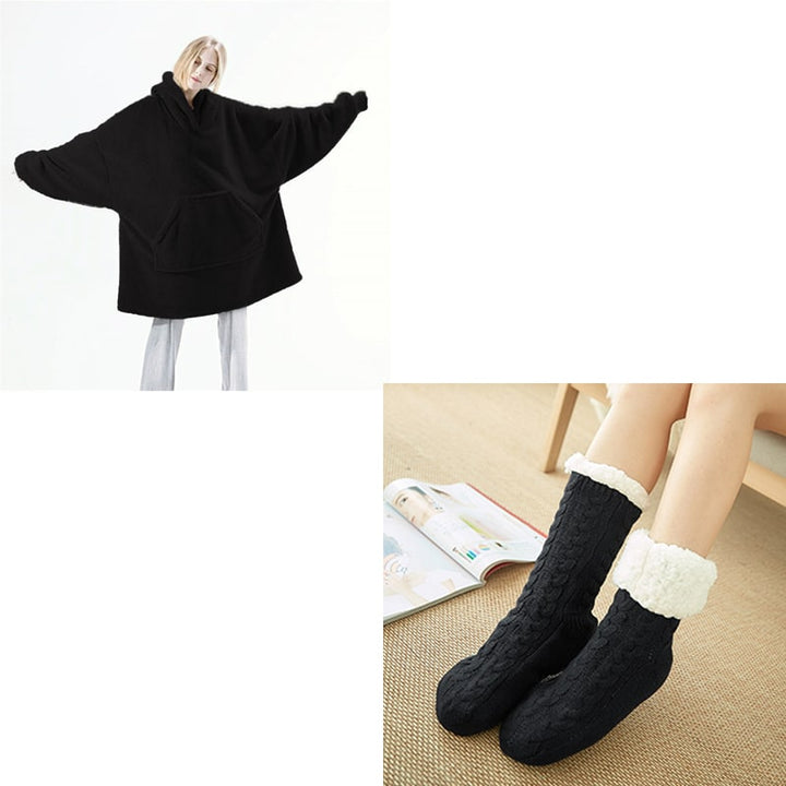 Oversized deken-hoodie van dikke dubbelzijdige fleece met zak